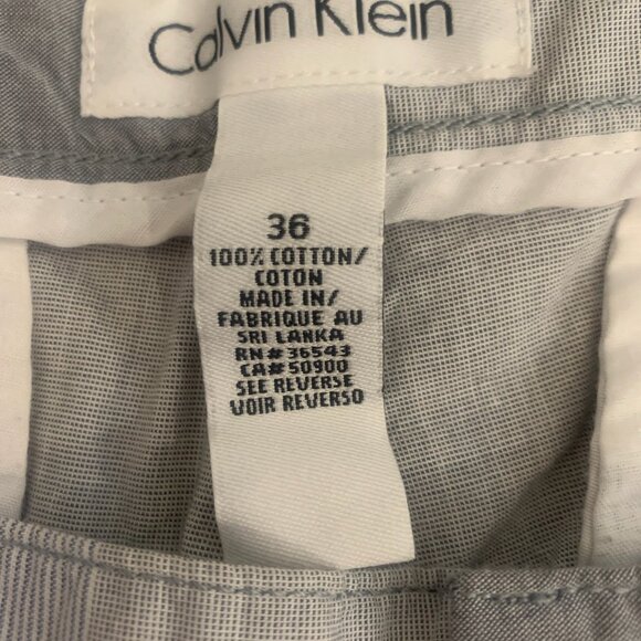 CALVIN KLEIN MEN'S BLUE‎ & GRAY FLAT FRONT STRIPED SHORTS 38-EUC - Picture 6 of 6